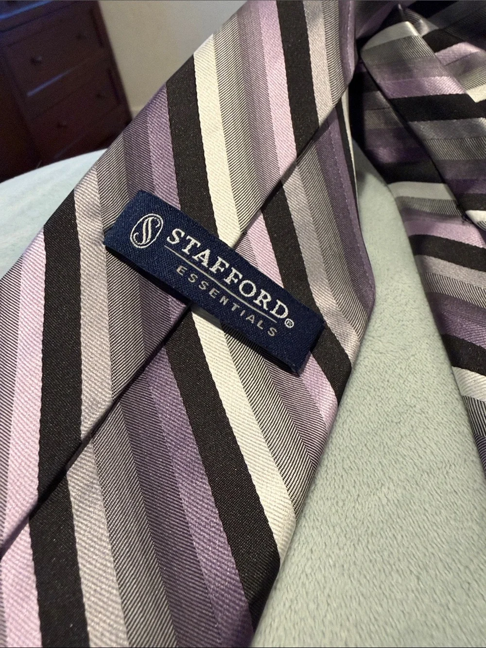 Stafford Purple, Lavender and Gray Diagonal Stripe Tie